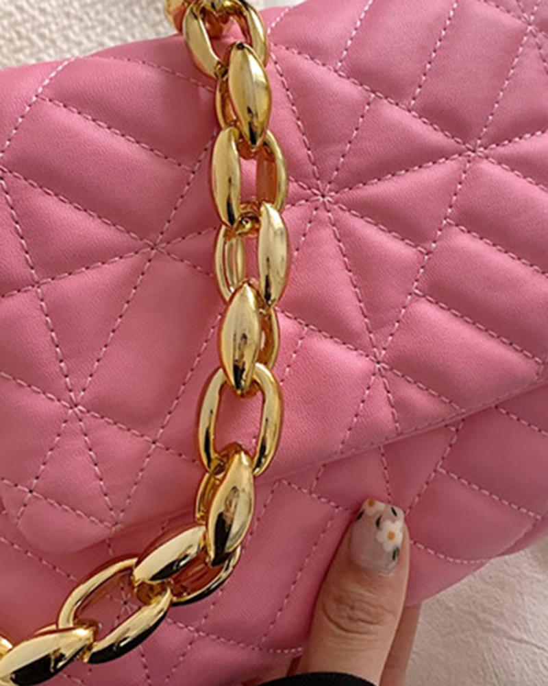 Quilted Chain Strap Flap Shoulder Bag