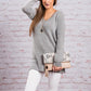 Fashion Lace up Back Casual Sweater