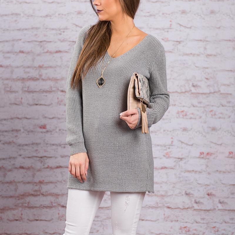 Fashion Lace up Back Casual Sweater