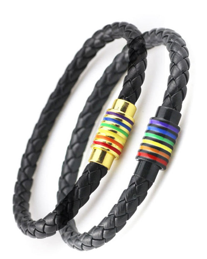 1pc Rainbow Stripe Braided Magnet Bracelet