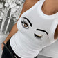 Eyelash Print Casual Tank Top