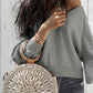 Solid V Neck Long Sleeve Sweater