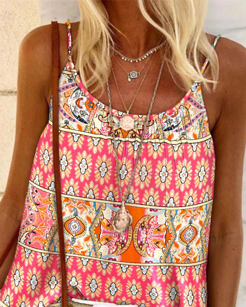 Tribal Print Flowy Cami Top