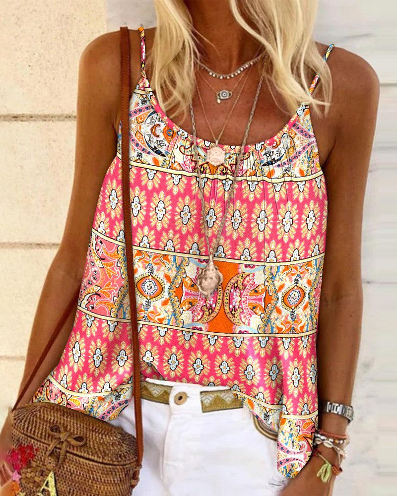 Tribal Print Flowy Cami Top