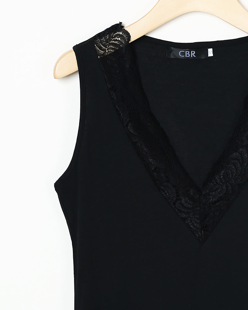 V Neck Lace Trim Tank Top