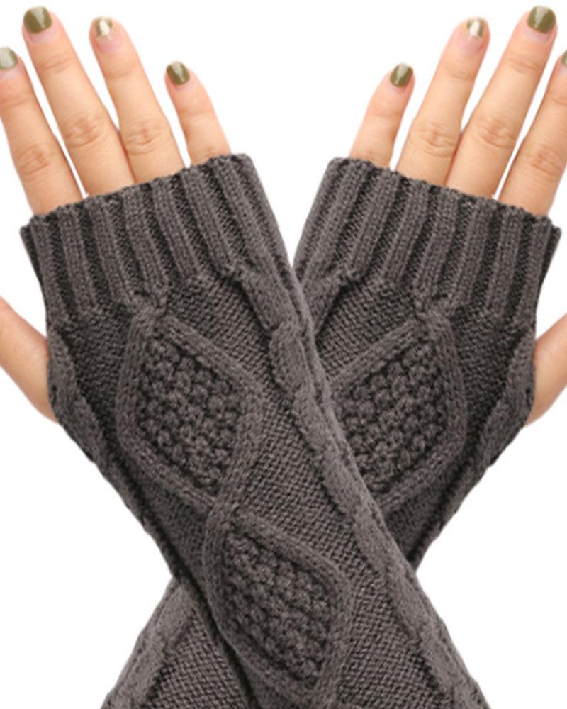 1Pair Knit Fingerless Gloves