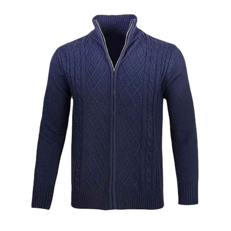 dark-blue-Mens-Casual-Stand-Collar-Cable-Knitted-Zip-Cardigan-Sweater-Jacket