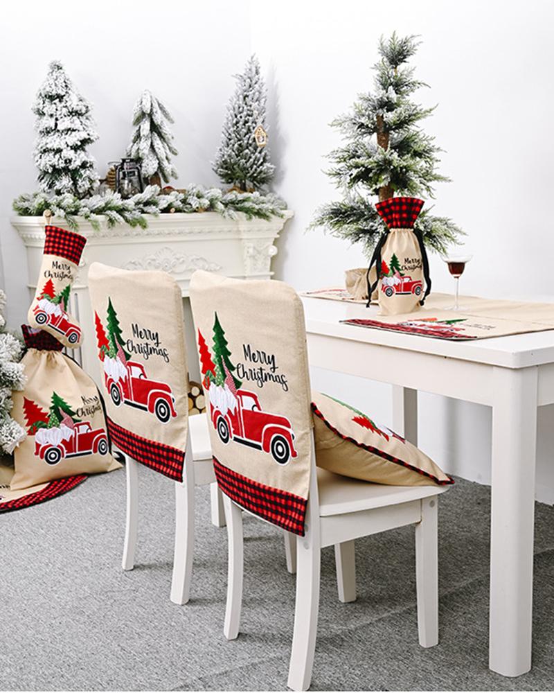 1pc Christmas Dining Chair Cover Dinner Chair Slipcover Christmas Chair Seat Back Cover Protector Holidays Home Party Decoration