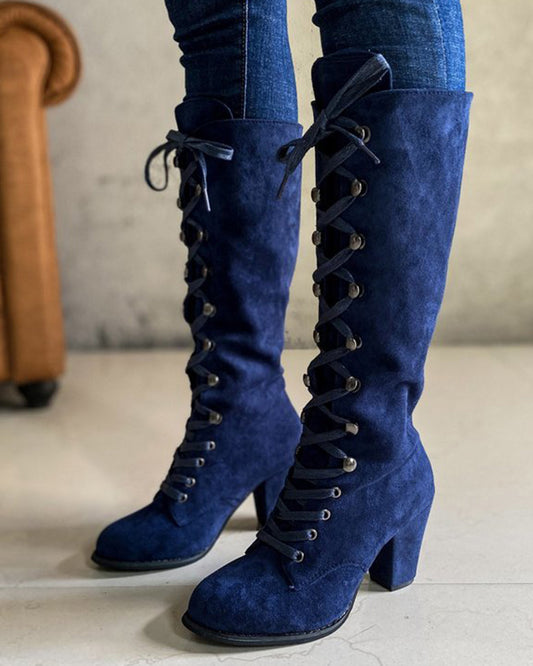 Lace up Chunky Heel Boots