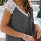 Contrast Lace V Neck Casual Top