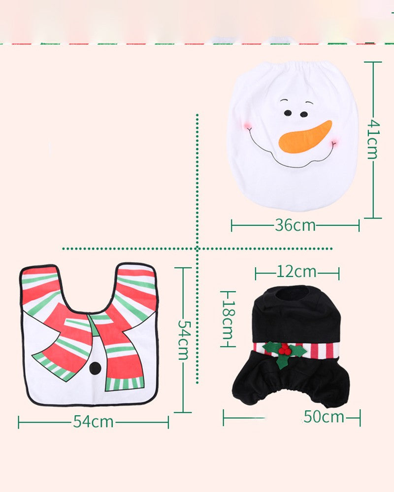 Christmas Toilet Paper Towel Set Santa's Cap Foot Pad Moose Snowman Cap Radiator Christmas Decorations