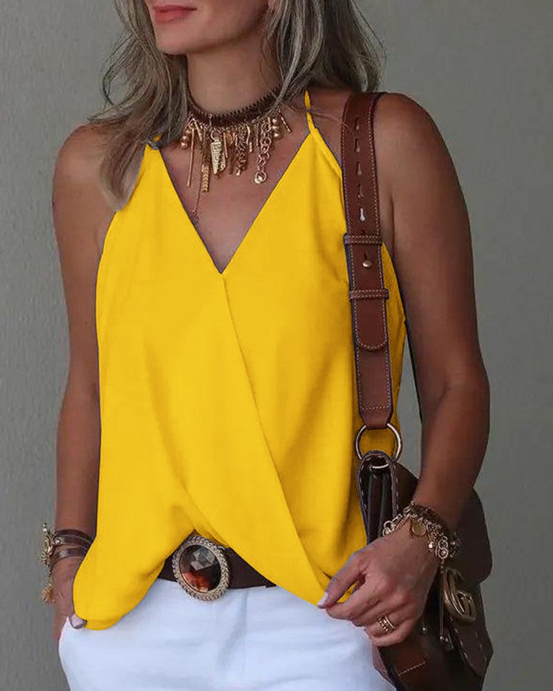 Halter Sleeveless Wrap Tank Top