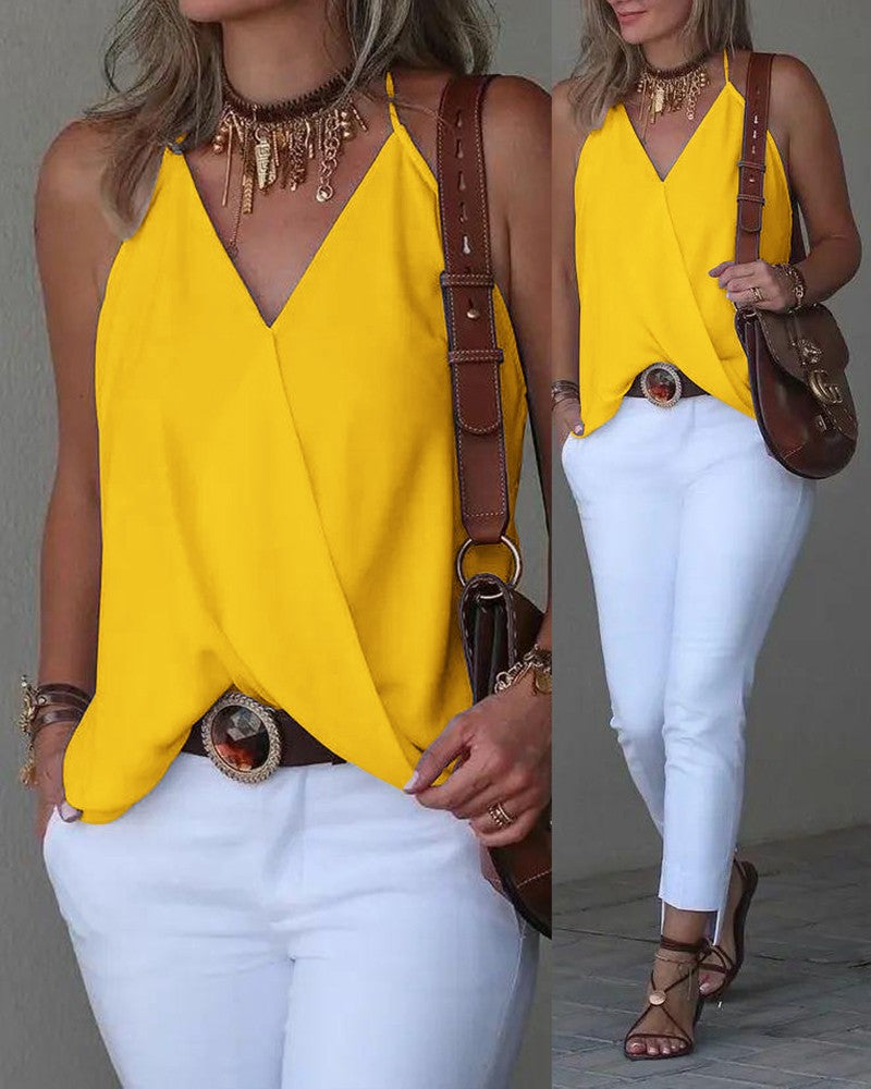 Halter Sleeveless Wrap Tank Top