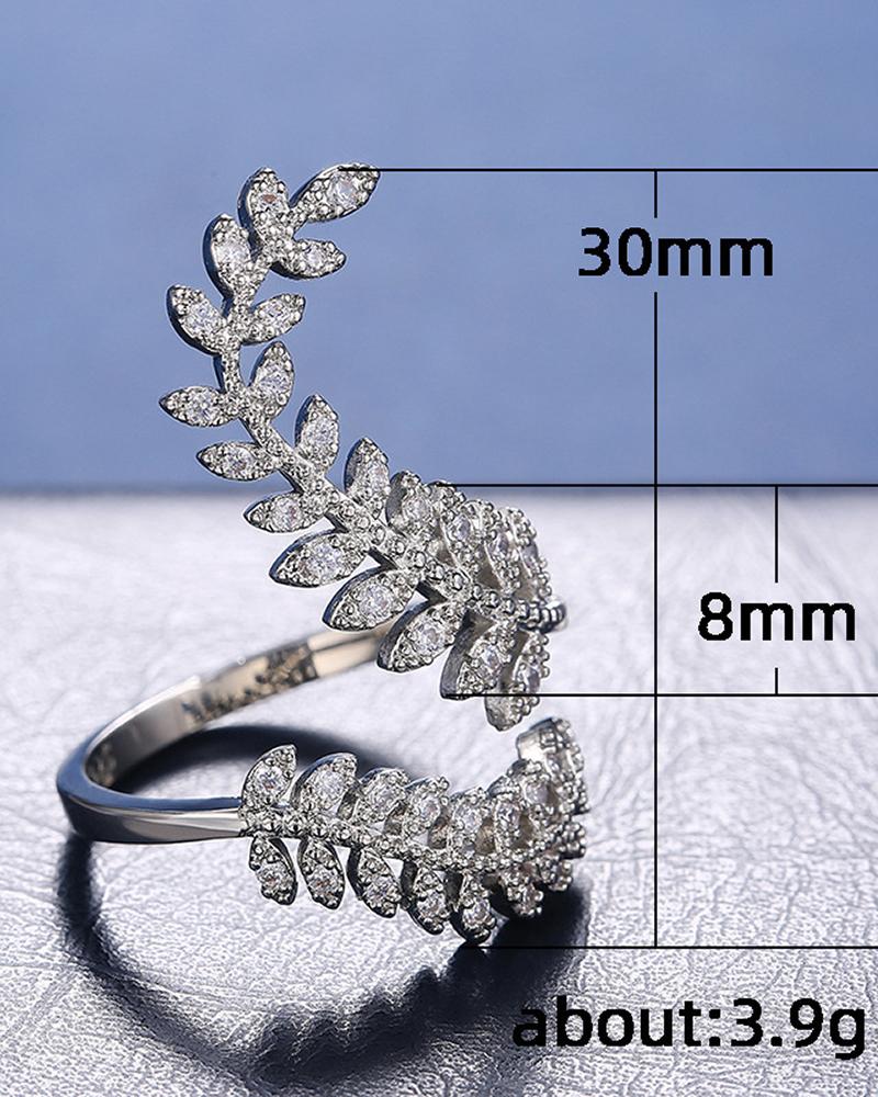 Leaf Shaped Rhinestone Ring