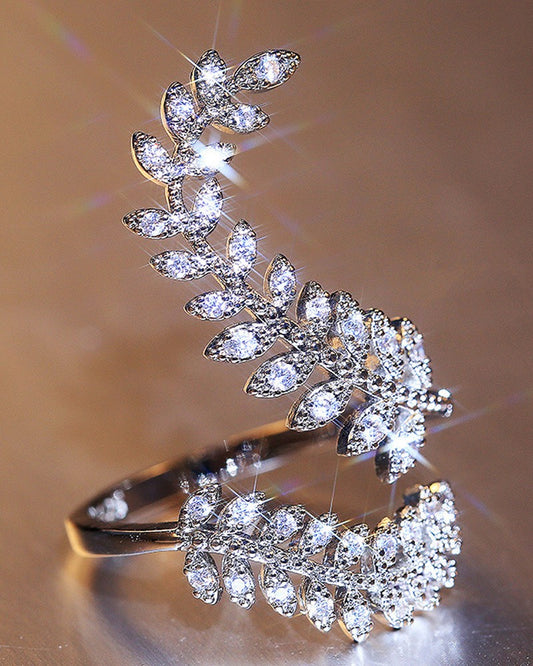 Leaf Shaped Rhinestone Ring