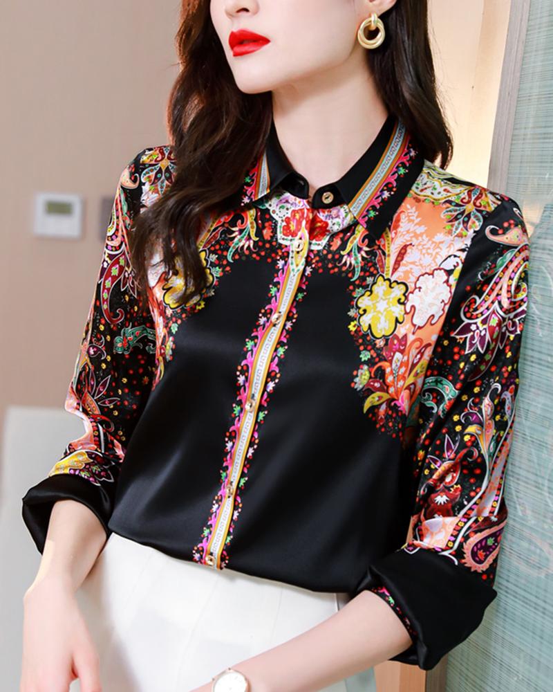 Paisley Print Long Sleeve Top