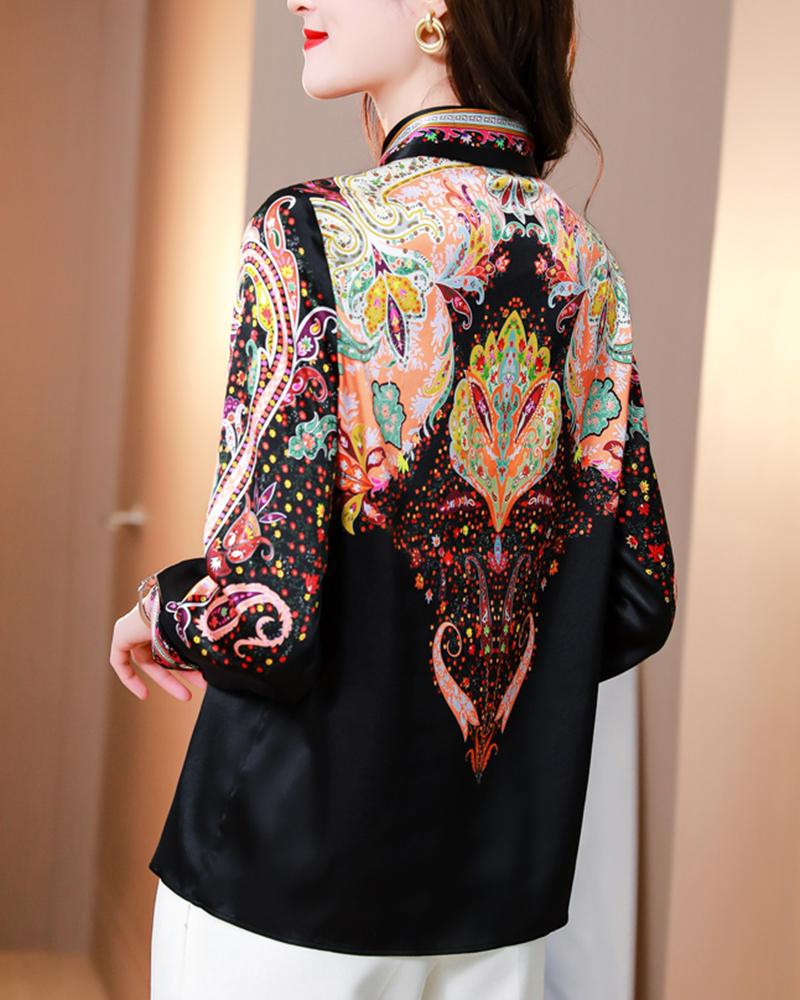 Paisley Print Long Sleeve Top