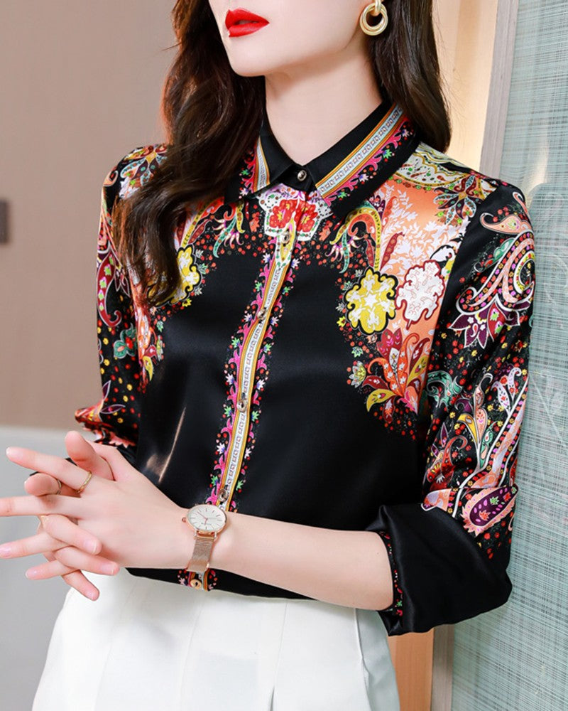 Paisley Print Long Sleeve Top