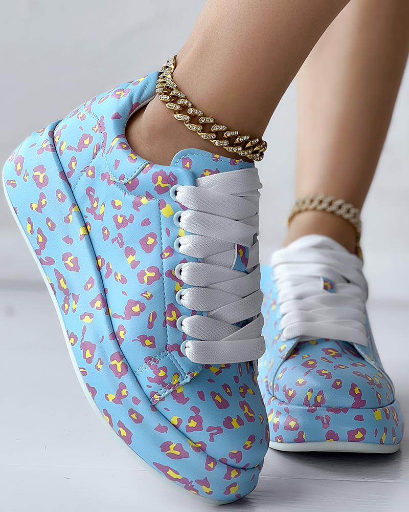 Leopard Print Platform Casual Sneakers