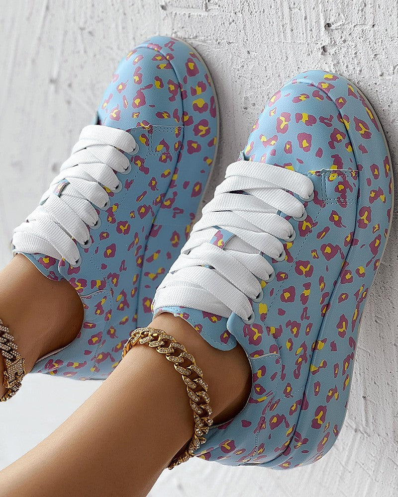 Leopard Print Platform Casual Sneakers