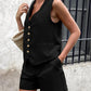 V Neck Buttoned Vest Top & Shorts Set