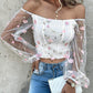 Floral Pattern Sheer Mesh Patch Top