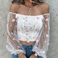 Floral Pattern Sheer Mesh Patch Top