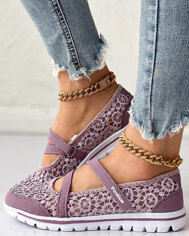 Contrast Lace Slip on Casual Sneakers