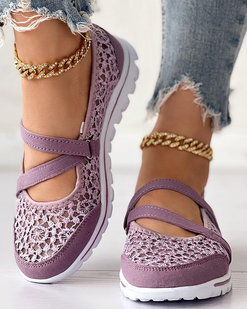 Contrast Lace Slip on Casual Sneakers