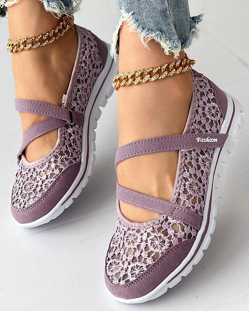 Contrast Lace Slip on Casual Sneakers