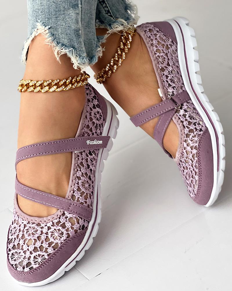 Contrast Lace Slip on Casual Sneakers