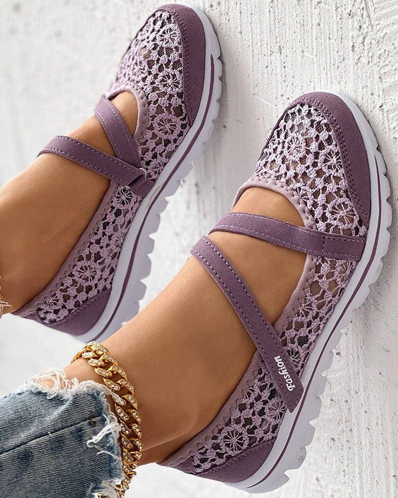 Contrast Lace Slip on Casual Sneakers