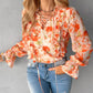 Tie Dye Print Lace up Frill Hem Top