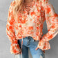 Tie Dye Print Lace up Frill Hem Top