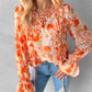 Tie Dye Print Lace up Frill Hem Top