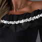 Rhinestone Ruffles Off Shoulder Top