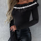 Rhinestone Ruffles Off Shoulder Top