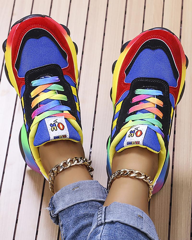 Colorblock Lace up Platform Sneakers