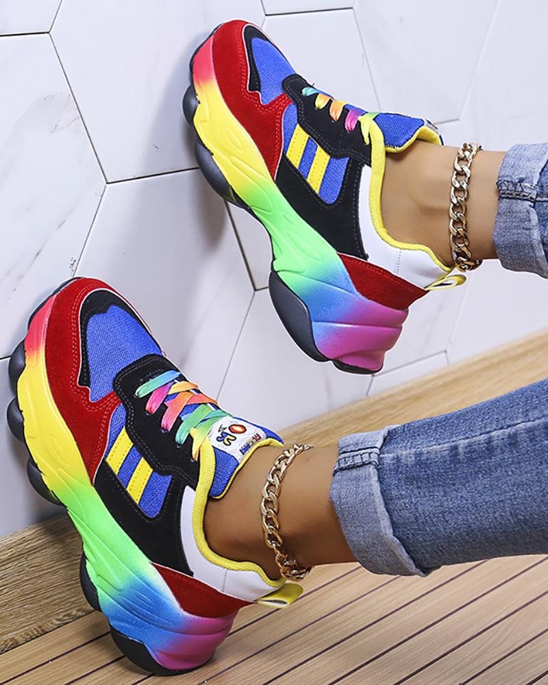 Colorblock Lace up Platform Sneakers