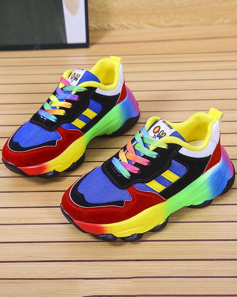 Colorblock Lace up Platform Sneakers