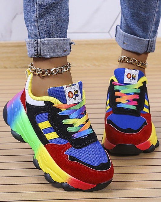 Colorblock Lace up Platform Sneakers