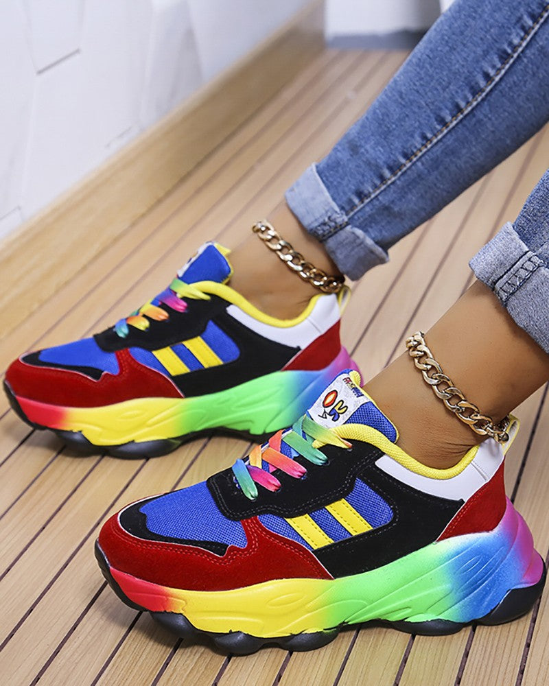 Colorblock Lace up Platform Sneakers