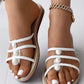 Multi Strap Pearls Decor Hollow Out Beach Slippers