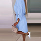 Roll Up Sleeve Buttoned Shirt Dress