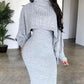 Solid High Neck Ribbed Sweater & Thin Strap Dress Sets