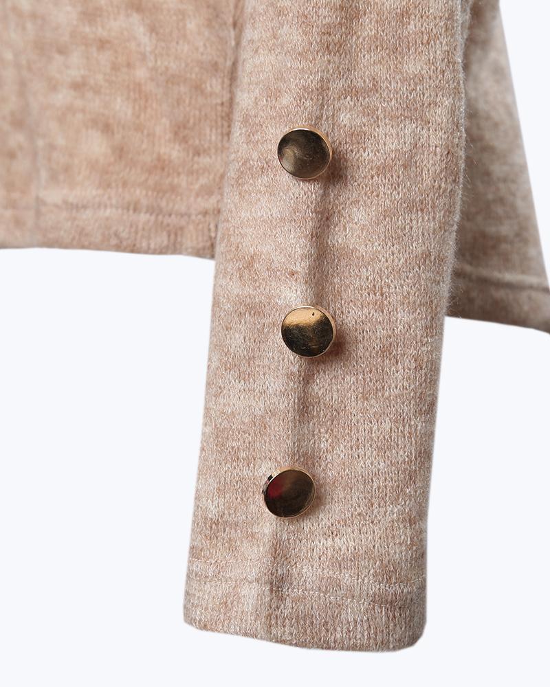 Button Decor Long Sleeve Knit Top