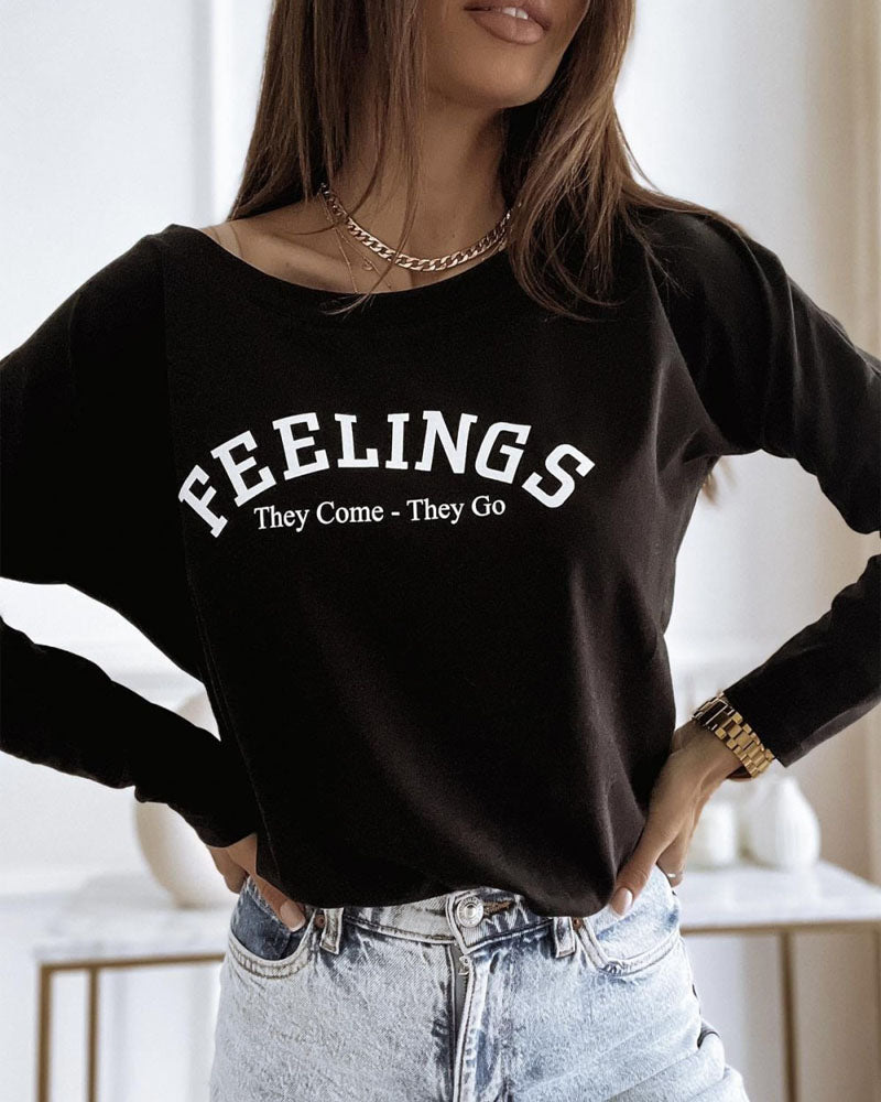 Letter Print Long Sleeve Top