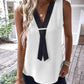 Contrast Paneled V Neck Tank Top