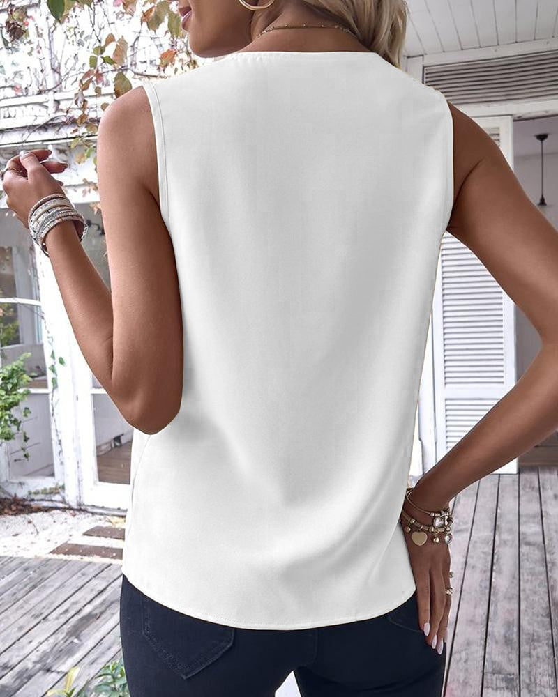 Contrast Paneled V Neck Tank Top