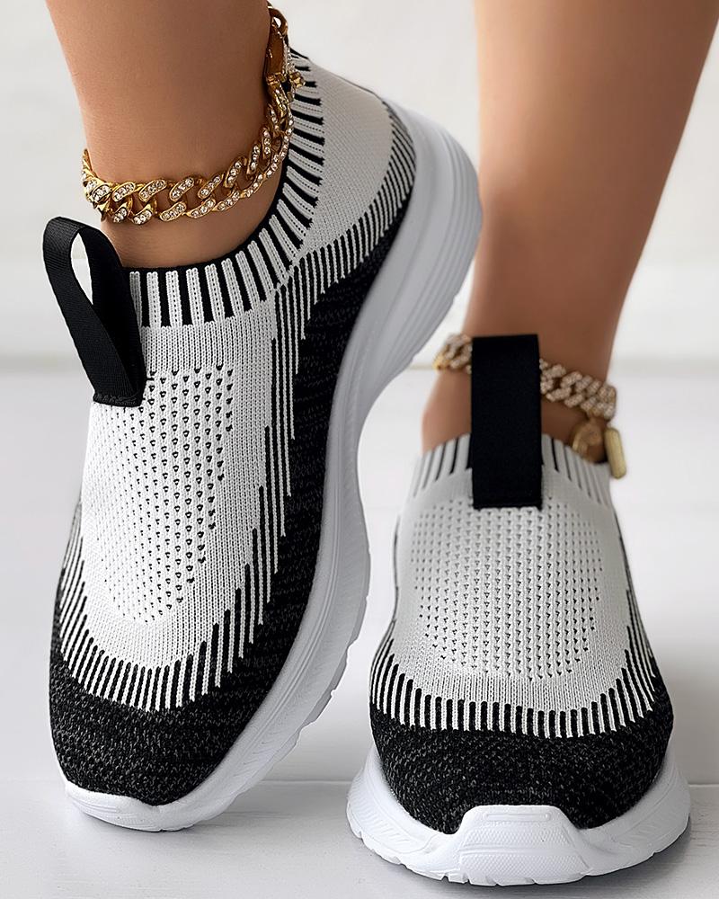 Colorblock Slip On Knit Running Sneakers